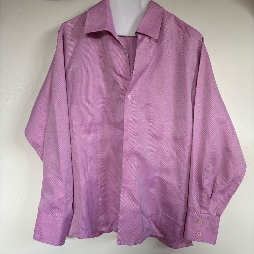 90s/y2k Vintage Pink Stripe Button Down Shirt Egyptian Cotton Made in USA XL